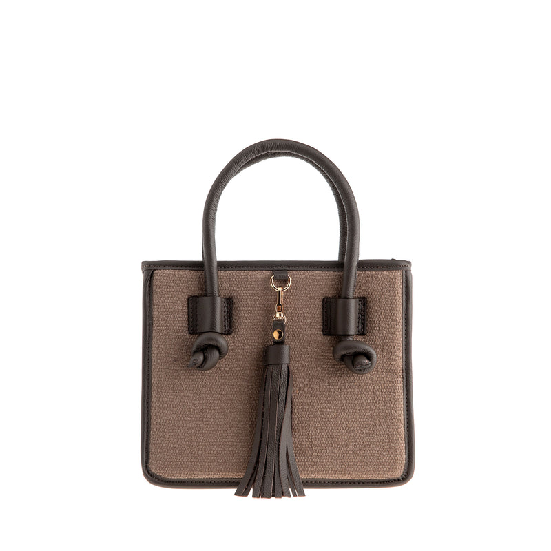 Palermo Handbag - Small - Taupe/Maroon Brown