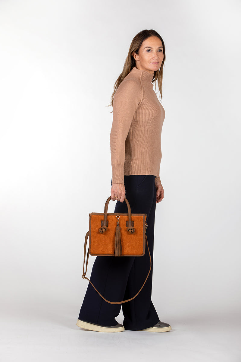 Palermo Handbag - Medium - Orange/Brown Nubuk