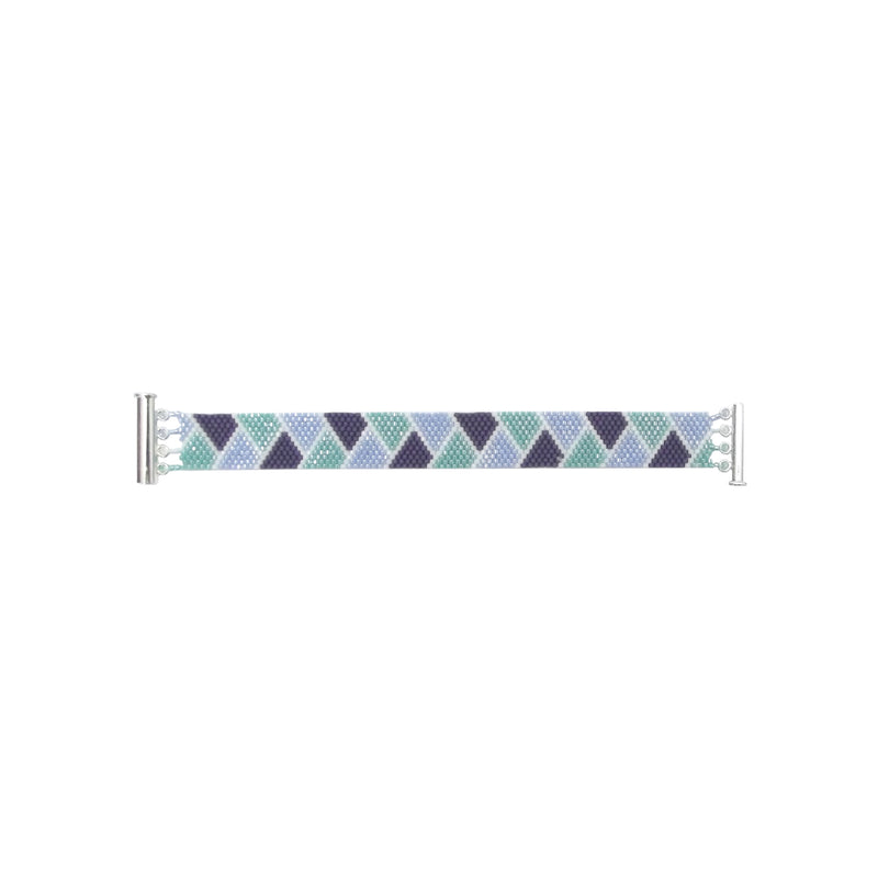Ellamar Peyote Bracelet - Magnetic Slide Lock - White Mint Pastel-Blue Violet