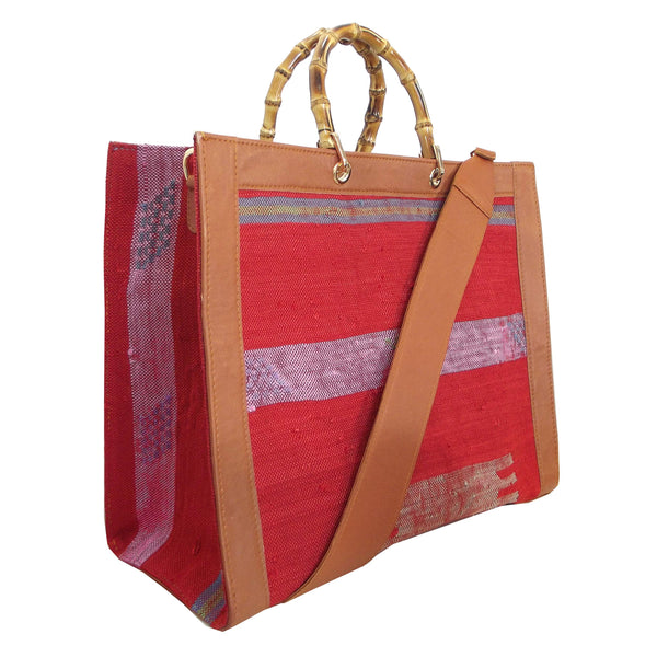 Simbabwe Shopper Bag - Cognac/Red Kilim