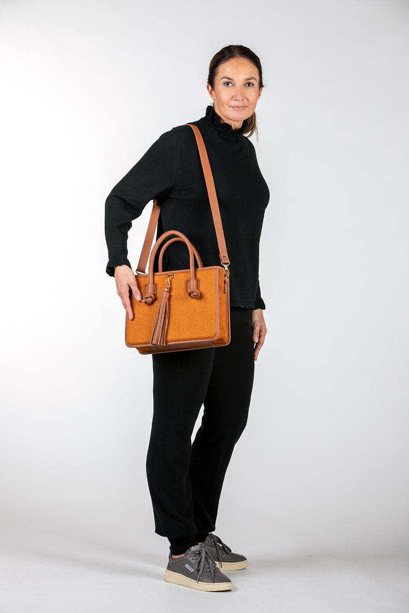 Palermo Handbag - Medium - Orange/Cognac Brown