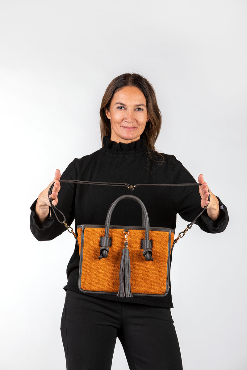 Palermo Handbag - Medium - Orange/Dark Brown