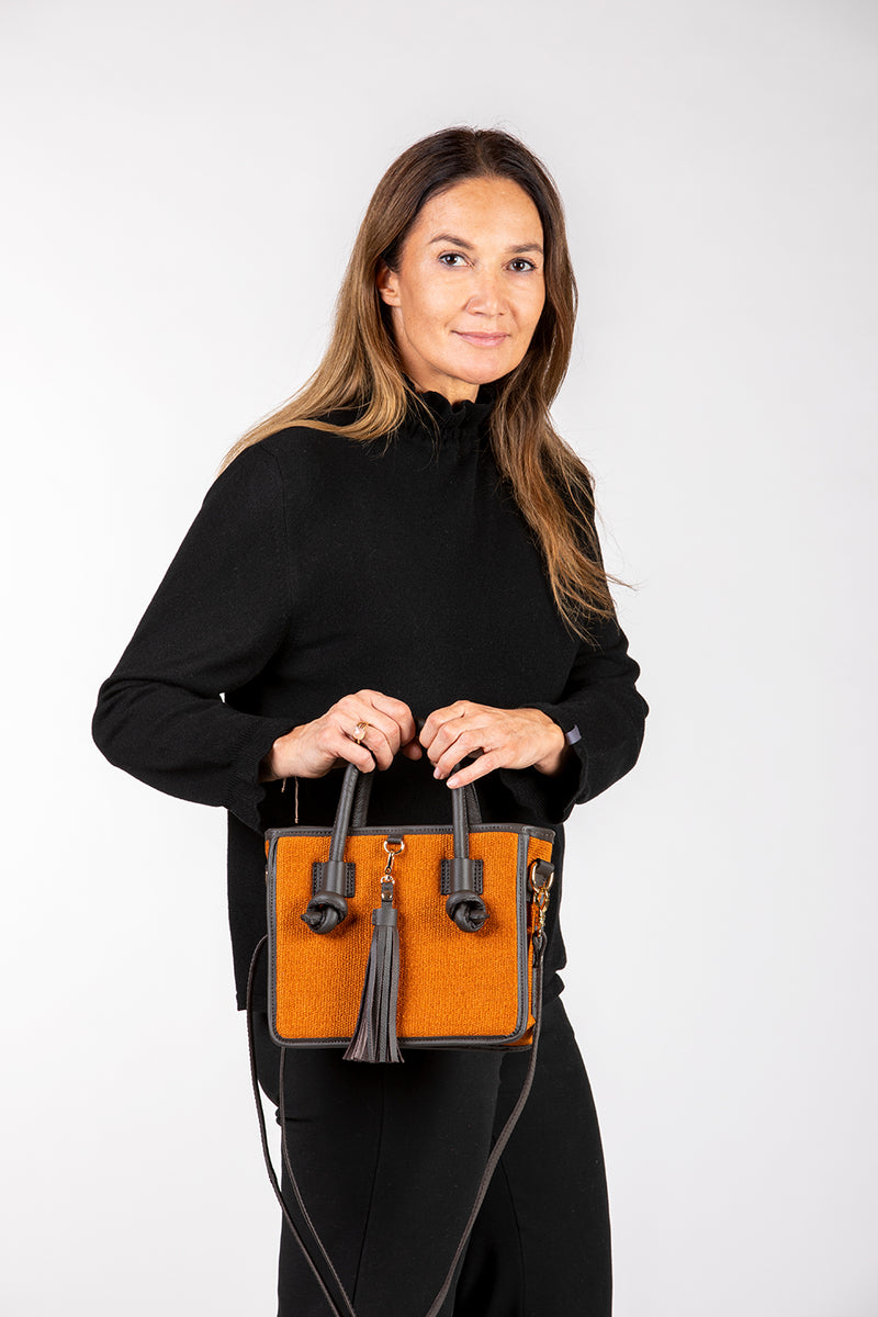 Palermo Handbag - Small - Orange/Dark Brown