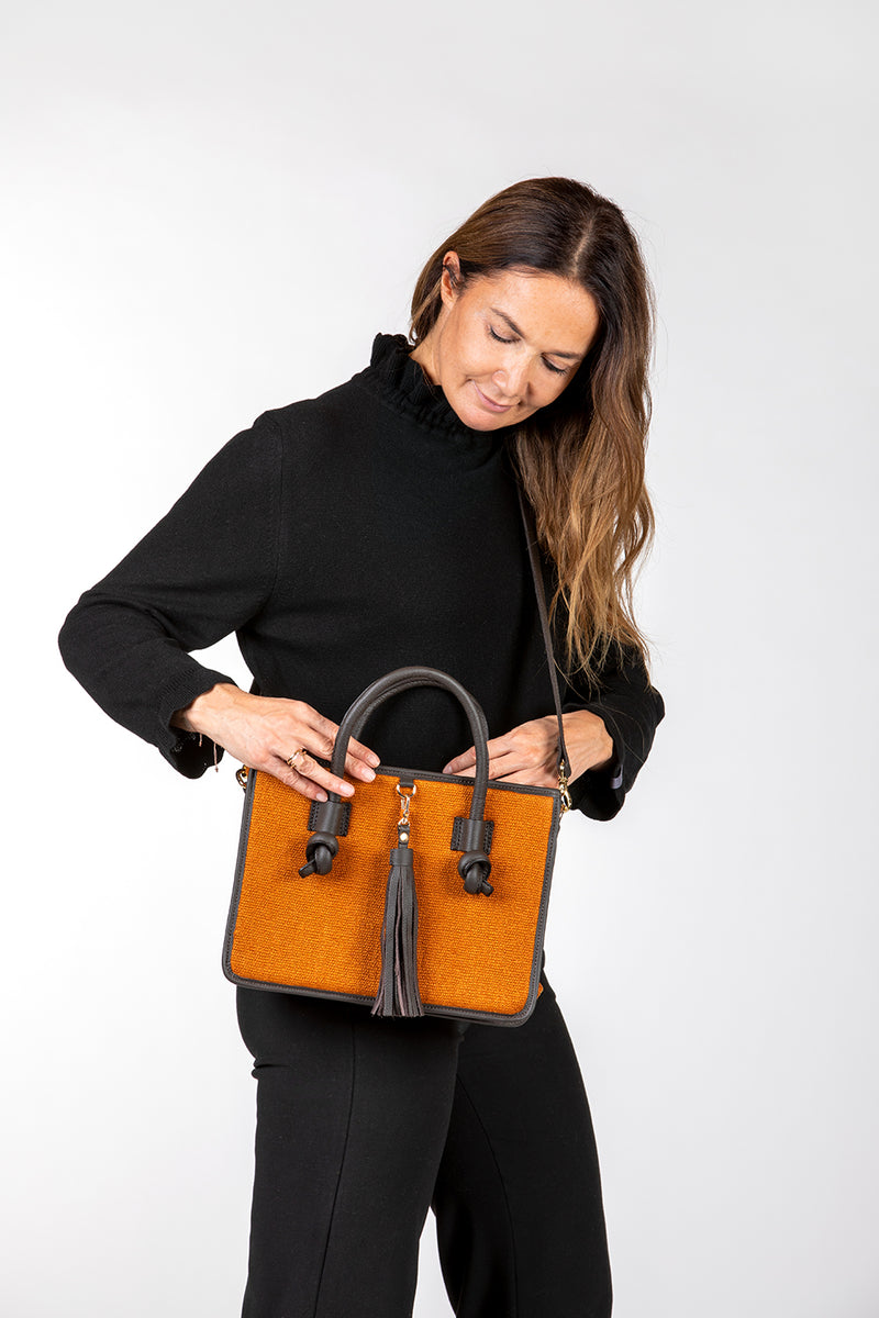 Palermo Handbag - Medium - Orange/Dark Brown