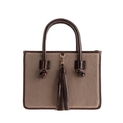 Palermo Handbag - Medium - Taupe/Maroon Brown