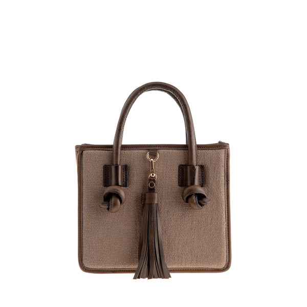 Palermo Handbag - Small - Taupe/Maroon Brown
