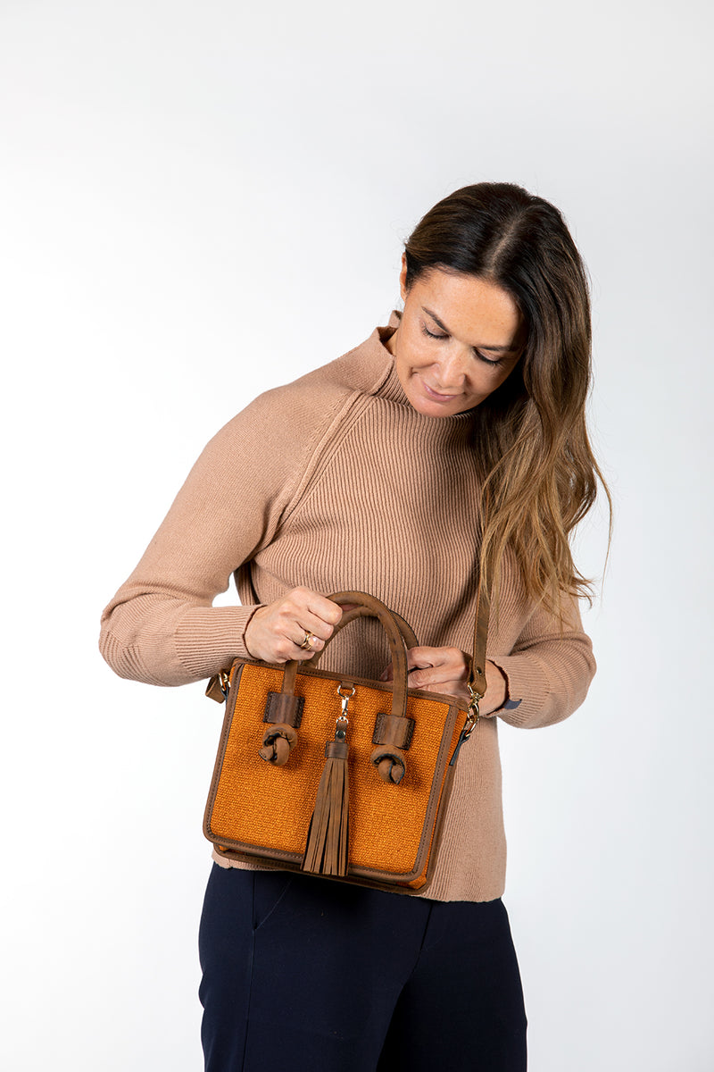 Palermo Handbag - Small - Orange/Brown Nubuk