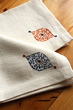Hand-printed linen napkin "orange"