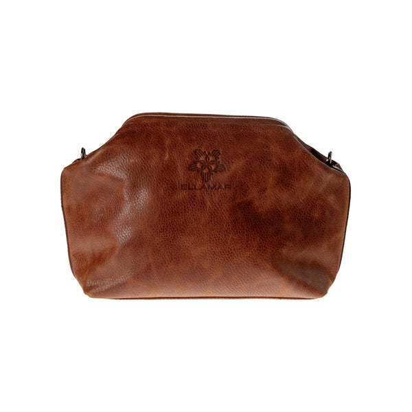 Clutch / Shoulder Bag / Toiletry Bag  - Cognac Brown