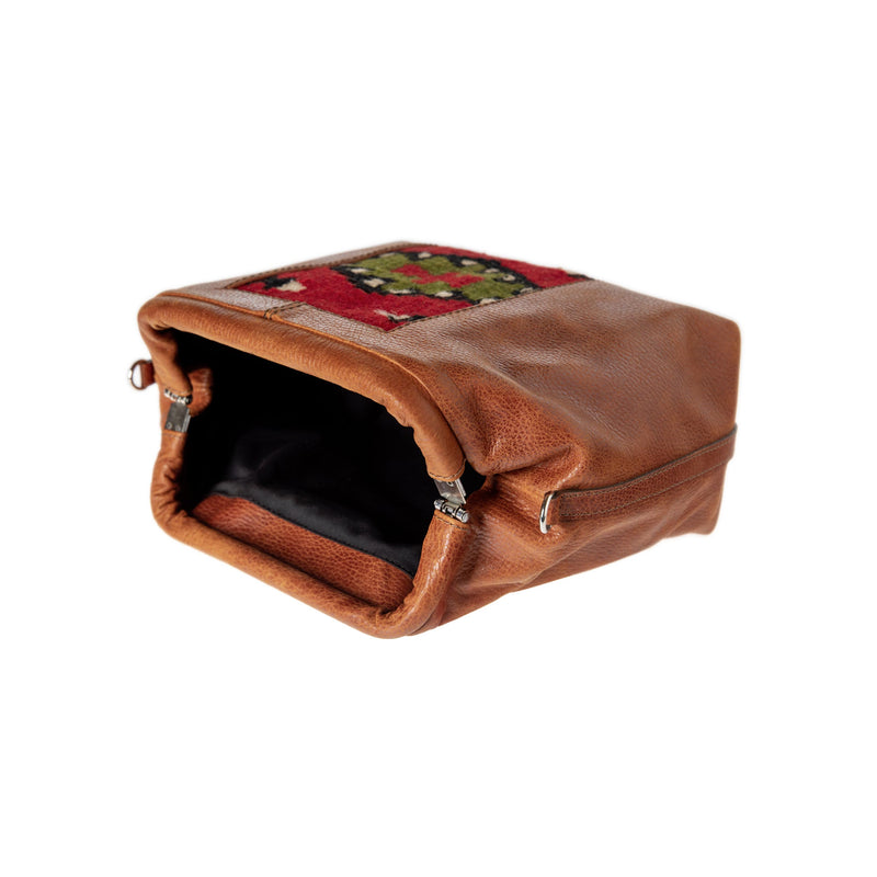Clutch / Shoulder Bag / Toiletry Bag  - Cognac Brown/Kilim