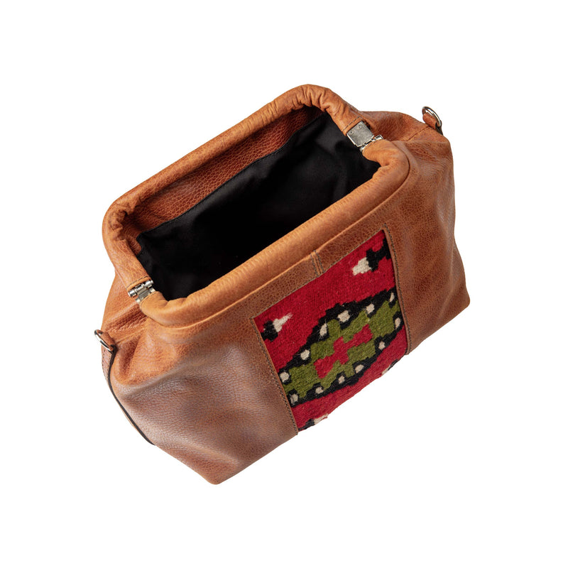 Clutch / Shoulder Bag / Toiletry Bag  - Cognac Brown/Kilim