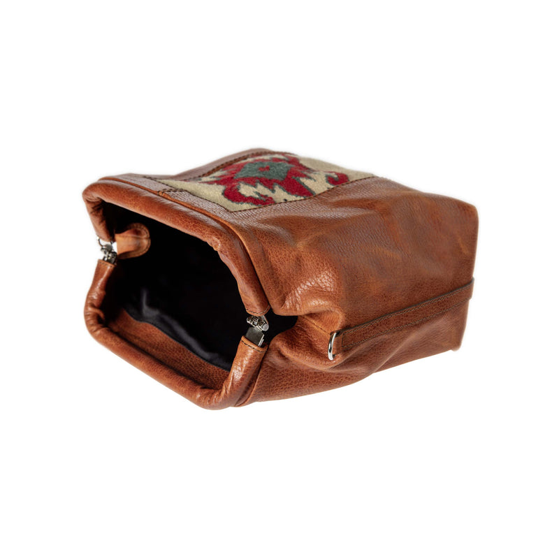 Clutch / Shoulder Bag / Toiletry Bag  - Cognac Brown/Kilim Light