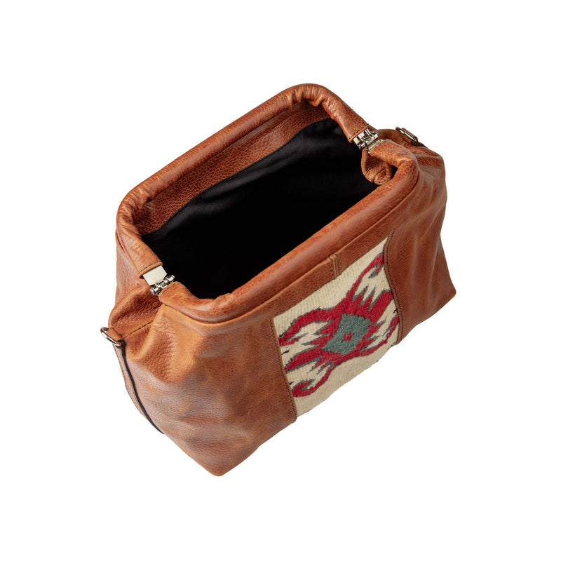 Clutch / Shoulder Bag / Toiletry Bag  - Cognac Brown/Kilim Light